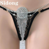 Sexy Body Chain Underwear with Tassel Rhinestone Bikini Thong