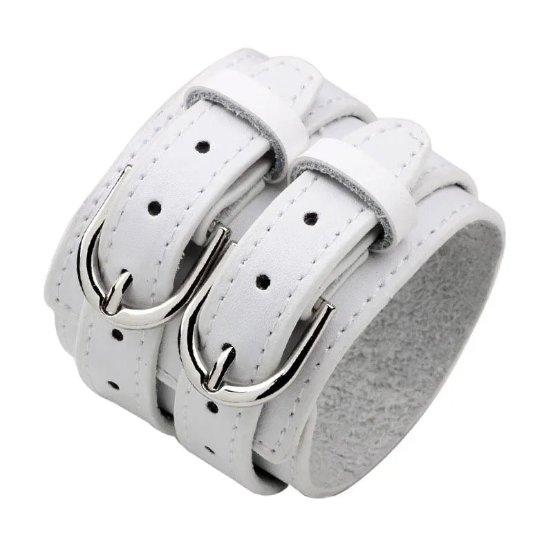 Wide Leather Bracelet for Men Vintage Punk Jewelry