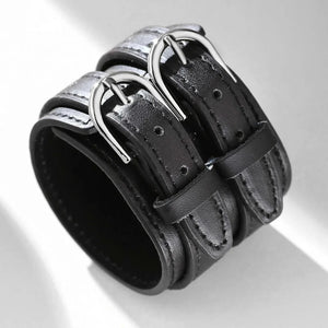 Wide Leather Bracelet for Men Vintage Punk Jewelry