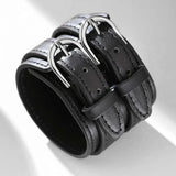 Wide Leather Bracelet for Men Vintage Punk Jewelry