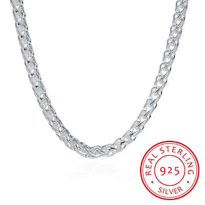 925 Sterling Silver Twisted Chains Necklace 20 inch