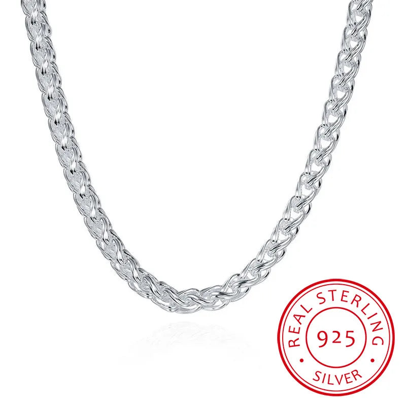 925 Sterling Silver Twisted Chains Necklace 20 inch