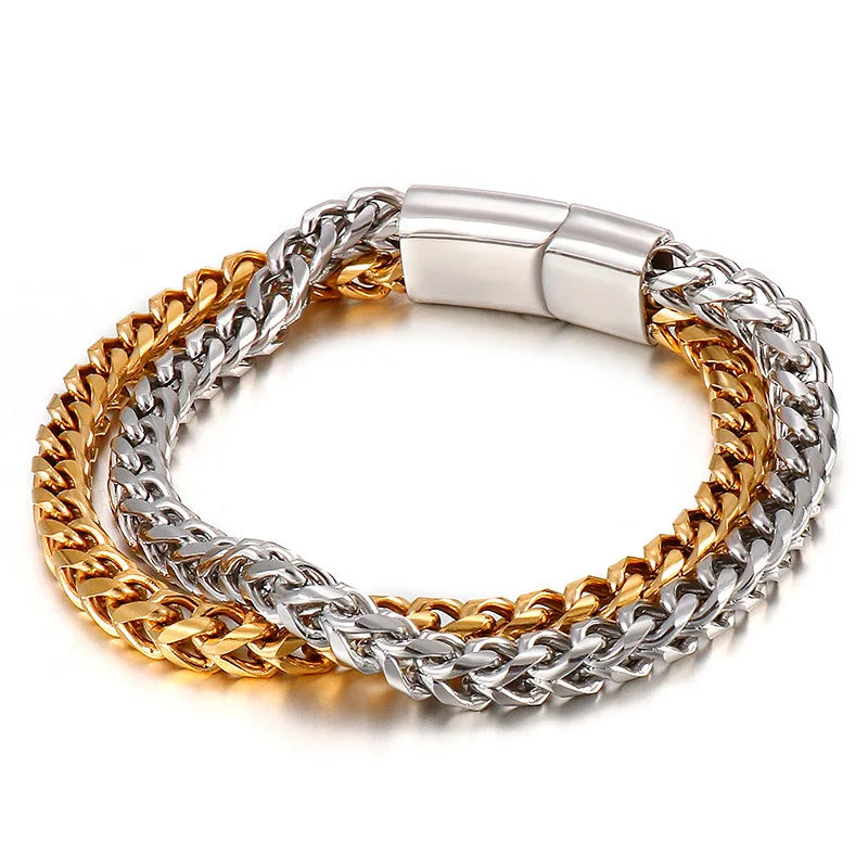 Titanium Steel Double-Layer Chain Men's Bracelet