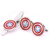 Men's Tie Clip Cufflinks Set Enamel Spray Painting Captain Jewelry