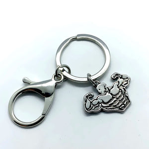 Muscular Male Pattern Pendant Keychain Gym Fitness Bodybuilding Jewelry