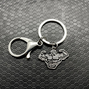 Muscular Male Pattern Pendant Keychain Gym Fitness Bodybuilding Jewelry
