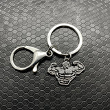 Muscular Male Pattern Pendant Keychain Gym Fitness Bodybuilding Jewelry