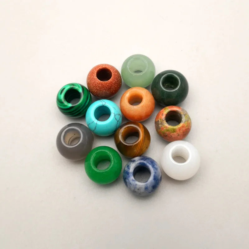 Mixed Natural Stone Big Hole Beads for Jewelry Making 12MM 24Pcs