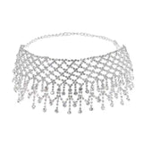 Wave Net Tassel Rhinestone Necklace Set