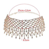 Wave Net Tassel Rhinestone Necklace Set
