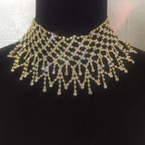 Wave Net Tassel Rhinestone Necklace Set