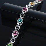 Multicolor Crystal Zircon Diamond Chain Bracelet Silver Jewelry