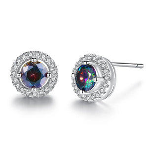 Multicolor Zircon Diamond Stud Earrings Bling Crystal Jewelry Accessory