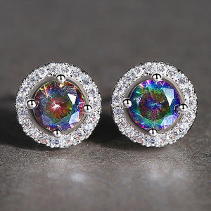 Multicolor Zircon Diamond Stud Earrings Bling Crystal Jewelry Accessory
