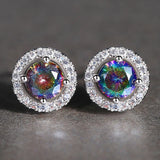 Multicolor Zircon Diamond Stud Earrings Bling Crystal Jewelry Accessory