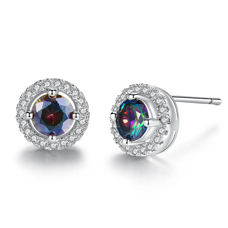Multicolor Zircon Diamond Stud Earrings Bling Crystal Jewelry Accessory