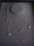 Multicolour Crystal Stones Necklace Long Sweater Chain