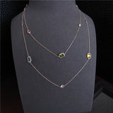 Multicolour Crystal Stones Necklace Long Sweater Chain