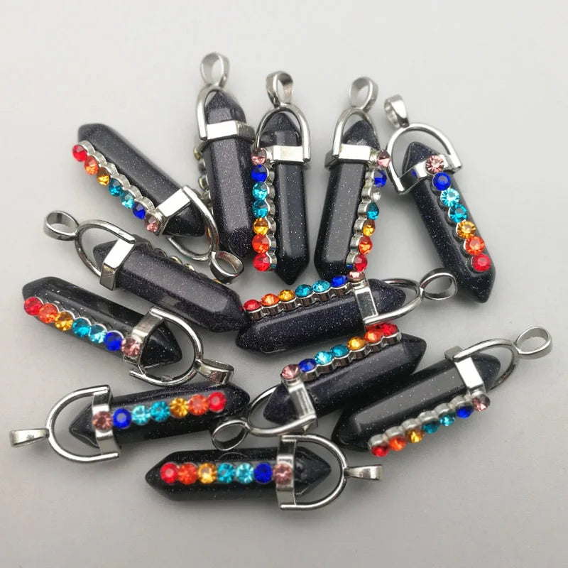 7 Chakra Stone Charms Sand Point Pendant Lot of 24 for Jewelry Making
