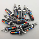 7 Chakra Stone Charms Sand Point Pendant Lot of 24 for Jewelry Making