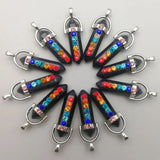 7 Chakra Stone Charms Sand Point Pendant Lot of 24 for Jewelry Making