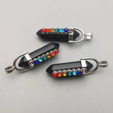 7 Chakra Stone Charms Sand Point Pendant Lot of 24 for Jewelry Making