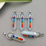 7 Chakra Stone Opal Point Pendant Crystal Pendulum Healing Crystals