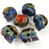 Natural Amethyst & Lapis Lazuli Stone Skull Necklace Pendants