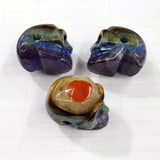 Natural Amethyst & Lapis Lazuli Stone Skull Necklace Pendants