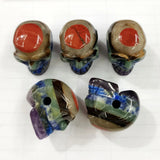 Natural Amethyst & Lapis Lazuli Stone Skull Necklace Pendants