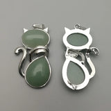 Aventurine Stone Cat Pendant Necklaces Reiki Jewelry