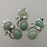Aventurine Stone Cat Pendant Necklaces Reiki Jewelry