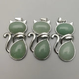 Aventurine Stone Cat Pendant Necklaces Reiki Jewelry