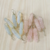 Rose Quartz Stone Crystal Pillar Pendants for Jewelry Making 12pcs/lot