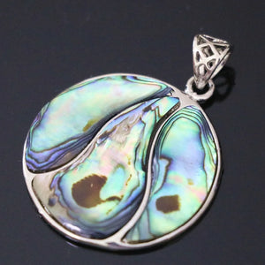 Abalone Shell 35mm Flat Round Pendant Jewelry Splice Accessory