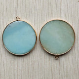 Amazonite Stone Round Side Pendants for Jewelry Making 6pcs/lot