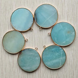 Amazonite Stone Round Side Pendants for Jewelry Making 6pcs/lot