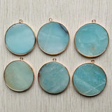 Amazonite Stone Round Side Pendants for Jewelry Making 6pcs/lot