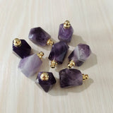 Amethyst Perfume Bottle Polygon Pendants for Jewelry Making