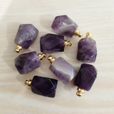Amethyst Perfume Bottle Polygon Pendants for Jewelry Making