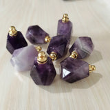 Amethyst Perfume Bottle Polygon Pendants for Jewelry Making