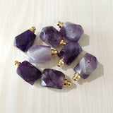 Amethyst Perfume Bottle Polygon Pendants for Jewelry Making