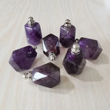 Amethyst Polygon Perfume Bottle Pendants for Jewelry Making