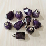 Amethyst Polygon Perfume Bottle Pendants for Jewelry Making