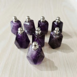 Amethyst Polygon Perfume Bottle Pendants for Jewelry Making