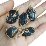 Tourmaline Stone Wire Wrapped Pendants for Jewelry Making