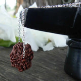 Natural Brown Rudraksha Silver Beads Necklace for Chakra Easter Prayers