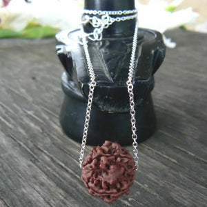 Natural Brown Rudraksha Silver Beads Necklace for Chakra Easter Prayers