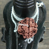 Natural Brown Rudraksha Silver Beads Necklace for Chakra Easter Prayers