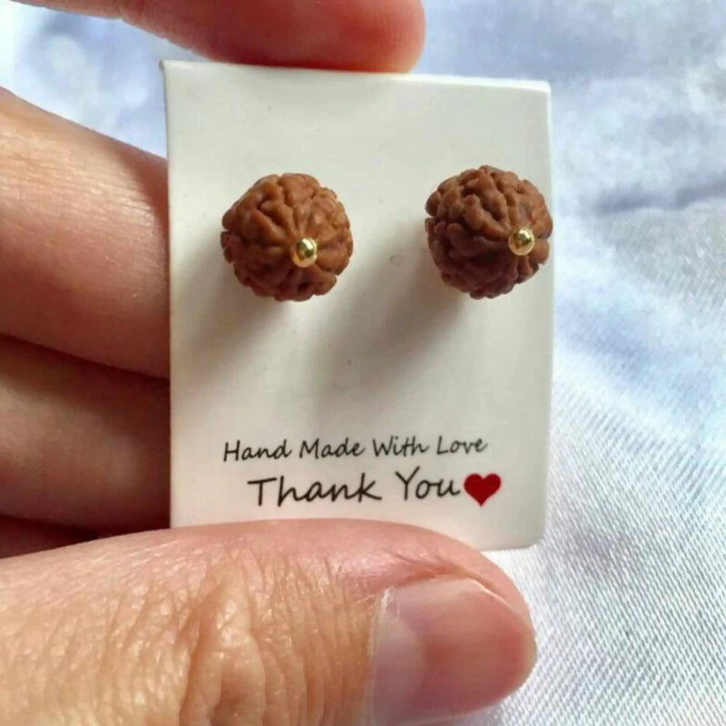 Brown Rudraksha Bead Earrings Natural Hook Jewelry Wedding